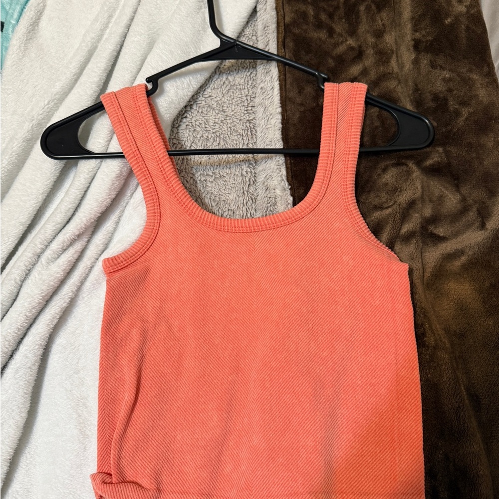 Fresh Coral Ribbed Tank Top